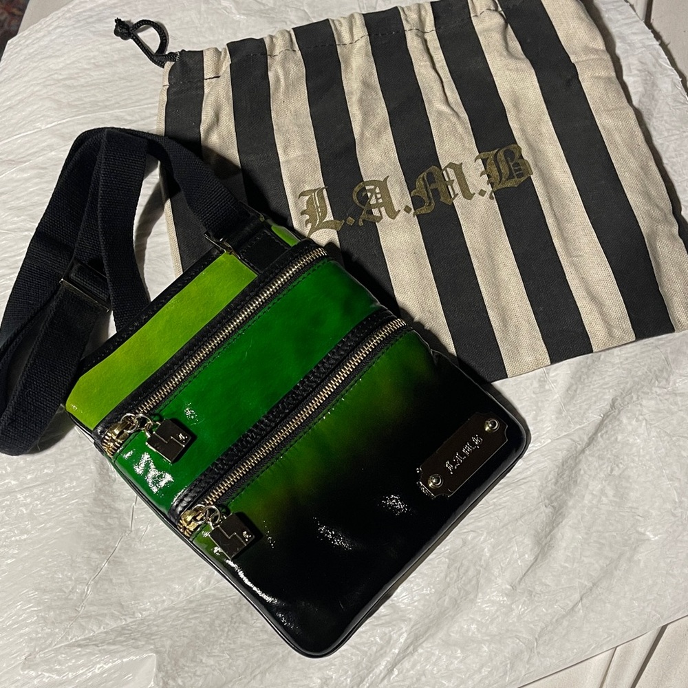 Sale 🔥 L.A.M.B. Green, Black Leather Crossbody Bag. Beautiful condition!